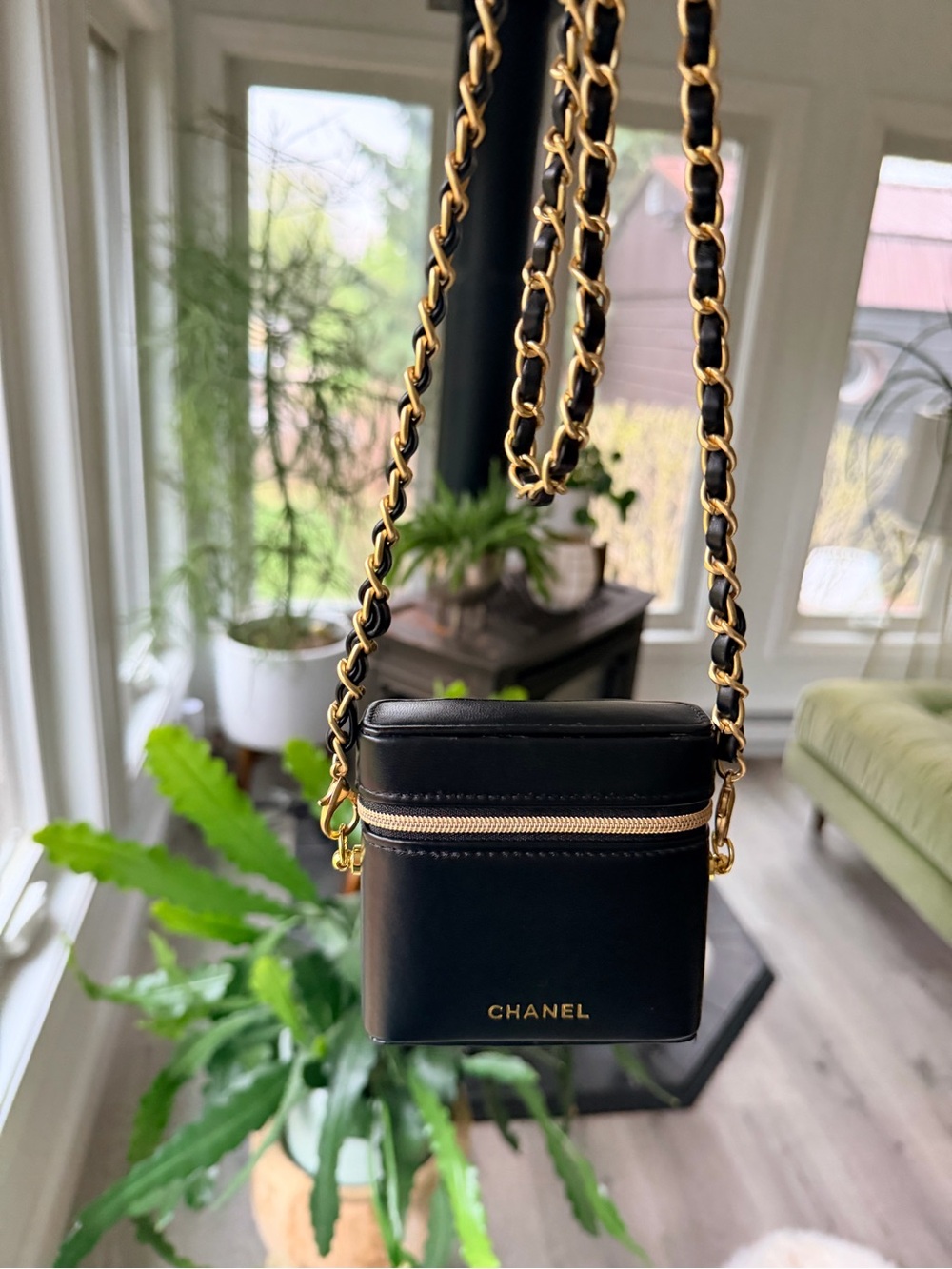 **PRICE FIRM** Chanel BEAUTE Mirrored Lip Case on Chain (SEALED) w Gold Hardware